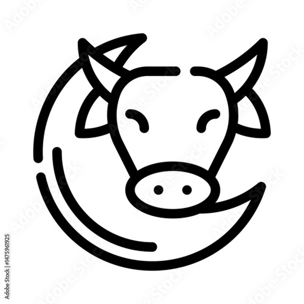 Fototapeta cow line icon