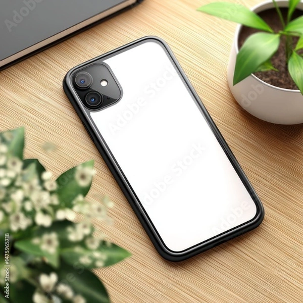 Fototapeta Phone case mockup with available space for you to insert your custom logo or brand message.