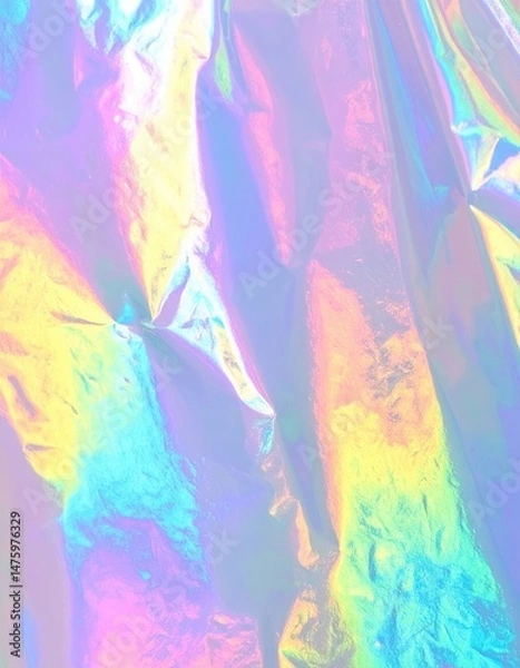 Fototapeta A close-up shot of a holographic IRL foil, showcasing its vibrant colors and intricate patterns that shimmer under the light, creating a mesmerizing effect.