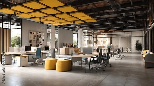 Fototapeta Co, working space office and sharing desk in corporate workspace