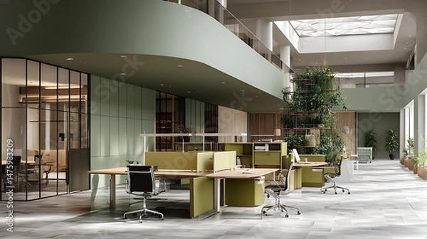 Fototapeta Co, working space office and sharing desk in corporate workspace