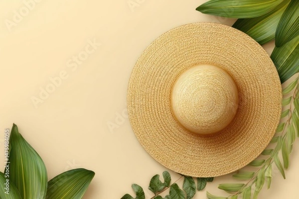 Fototapeta Mockup of a summer hat with ample space to add your own branding or personalized text.