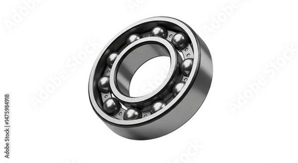 Obraz A close up view of a metal ball bearing with shiny metal balls on a black background studio shot