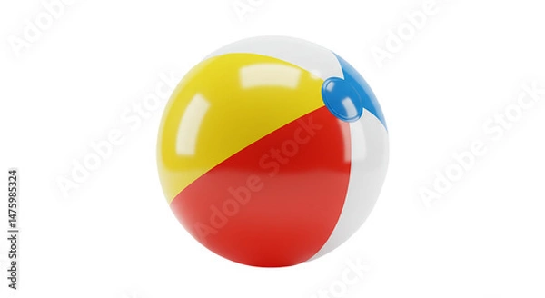 Obraz A colorful beach ball with red yellow white and blue sections isolated on a black background view