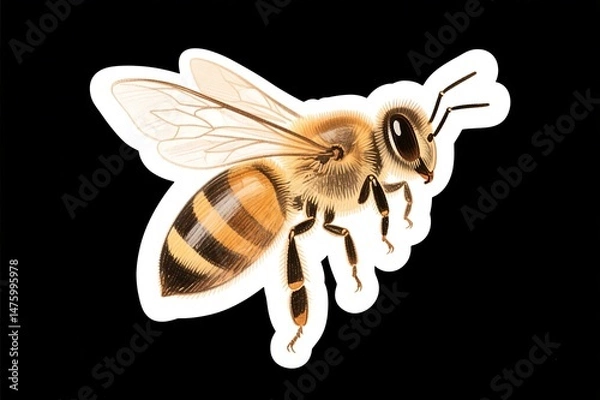 Fototapeta Bee drawing suitable cartoon vector bright color outlined bold. Suitable for stickers, children books, and educational games.