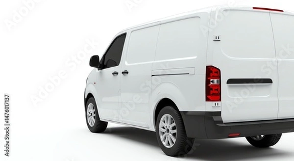 Obraz White Delivery Van Rear View