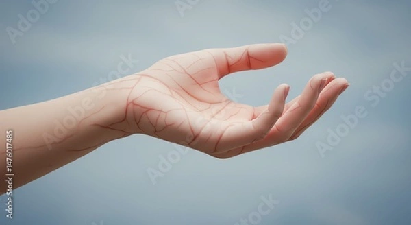 Obraz Open Human Hand on Sky Background
