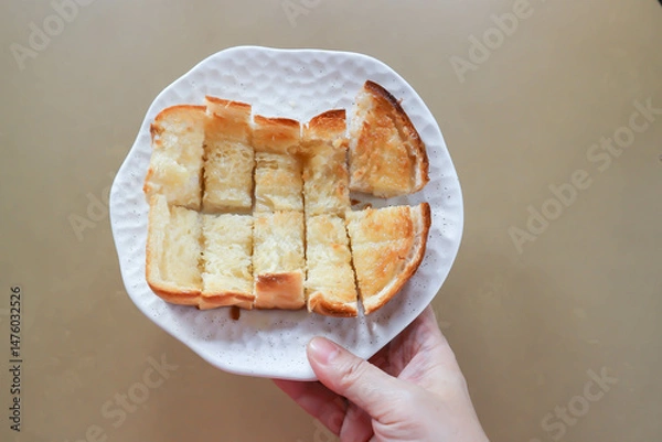 Fototapeta toast or bread with butter topping , toast bread or sliced bread