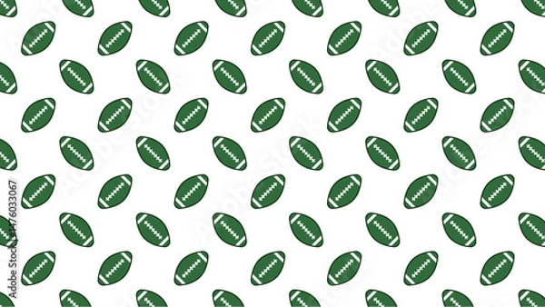 Fototapeta Seamless pattern of green american footballs on a white background in a repeating diagonal arrangement