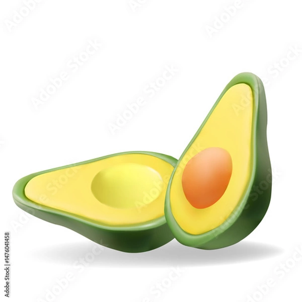 Fototapeta Realistic vector 3D illustration of two halves of avocado