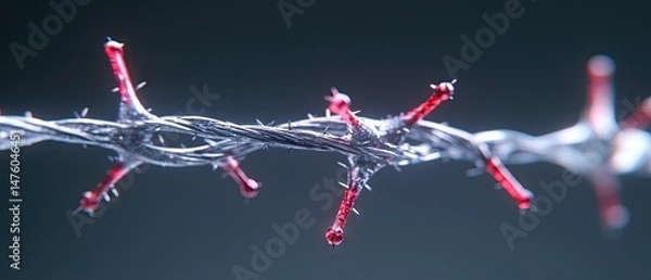 Fototapeta Abstract thorns on a wire