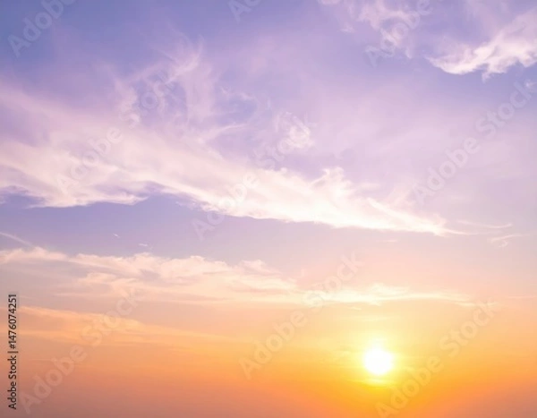 Fototapeta A vibrant blue sky stretches overhead, dotted with fluffy white clouds, creating a serene and uplifting atmosphere on a bright sunny day.