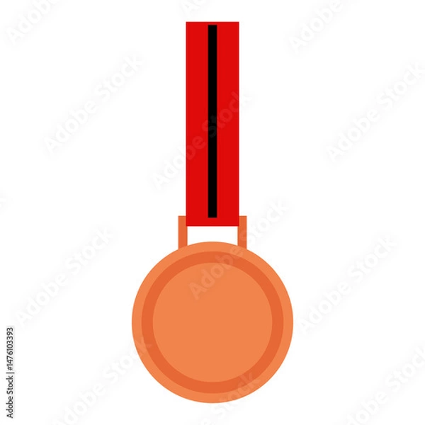 Obraz bronze medal with red ribbon to winners in contests.
