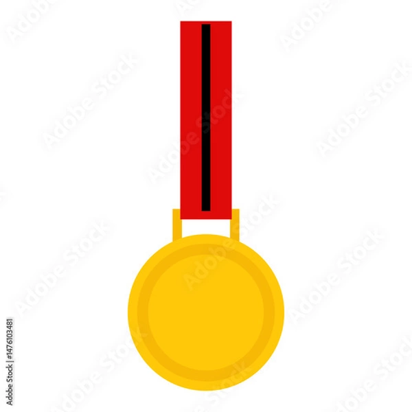 Obraz gold medal with red ribbon to winners in contests.