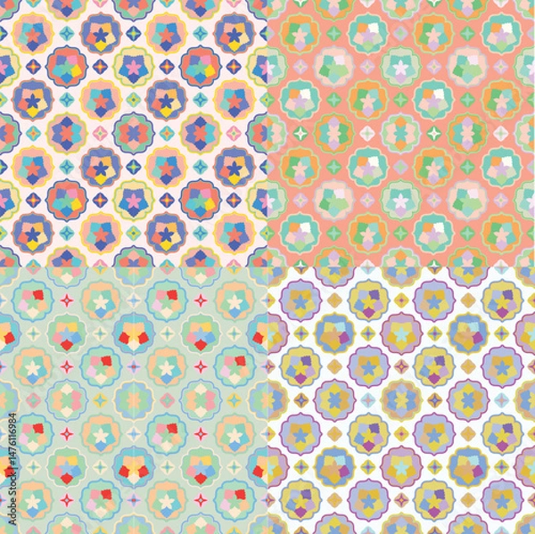 Obraz Seamless floral and colorful circular patterns