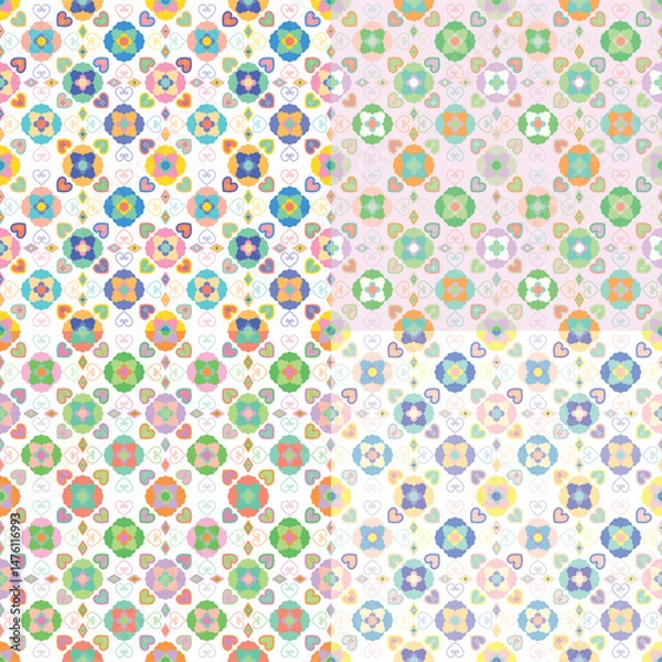 Obraz Vector floral seamless pattern with blooming flowers and scattered hearts