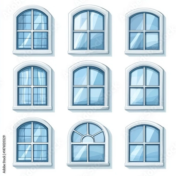 Fototapeta Window icon set cut out isolated on white background