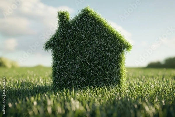 Fototapeta Green grass house symbol design
