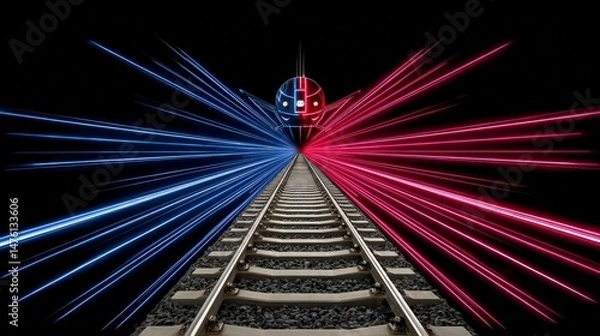 Fototapeta Futuristic Railway  Speed  Technology  and Progress