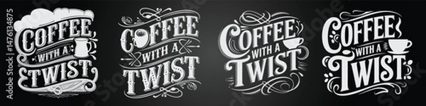 Fototapeta Chalkboard Coffee Café Typography with Retro Calligraphy and Emblems