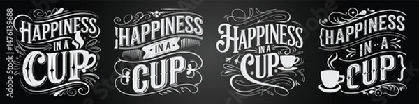 Obraz Vintage Coffee Café Chalkboard Typography with Modern Branding Elements