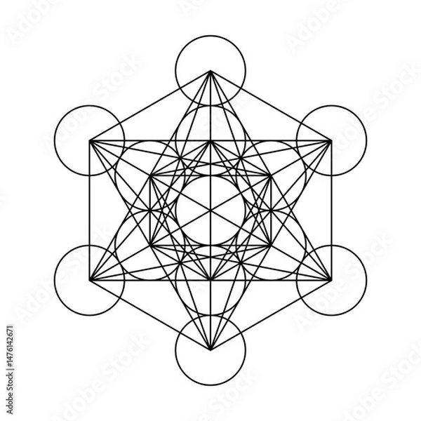 Fototapeta Metatron's Cube, sacred geometry pattern