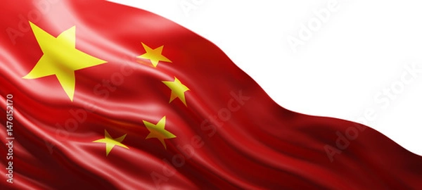 Fototapeta China flag isolated on transparency background with copy space 3D render