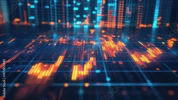 Obraz Abstract Digital Data Stream: A Symphony of Light and Code