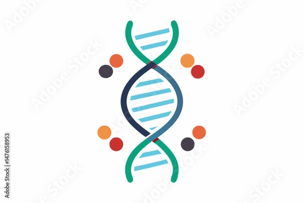 Fototapeta dna double helix twisted vertically icon