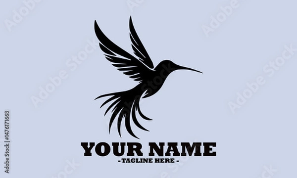 Fototapeta Silhouette vector illustration of hummingbird flying with wings fully spread expressing freedom and grace in minimalist design and logo vector hummingbird design