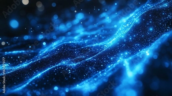 Fototapeta Glowing Blue Particle Wave Abstract Background