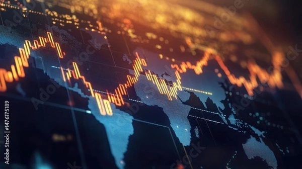 Obraz Global Market Trends: A Visual Representation of Worldwide Economic Fluctuations