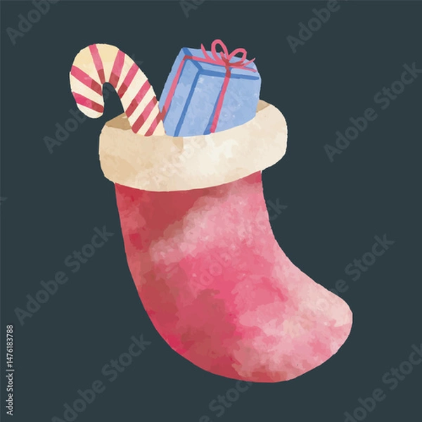 Fototapeta red shock with gifts in watercolor design and isolated background