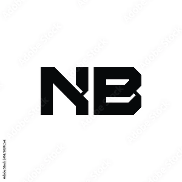 Fototapeta NB monogram logo design letter text name symbol monochrome logotype alphabet character simple logo