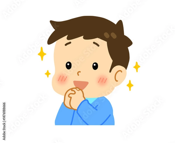 Fototapeta うれしそうな男の子のイラスト