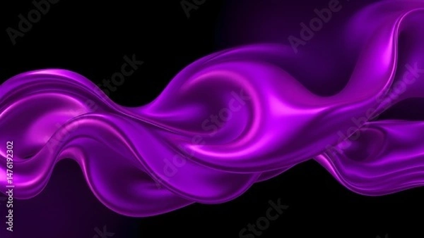 Fototapeta Glowing Purple and Blue Fluid Waves in Abstract Motion, Smooth Flowing Design, Futuristic Digital Background Art
