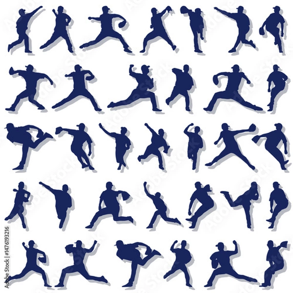 Obraz イラスト素材：スポーツシルエット野球