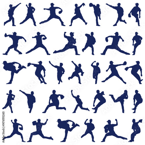 Obraz イラスト素材：スポーツシルエット野球