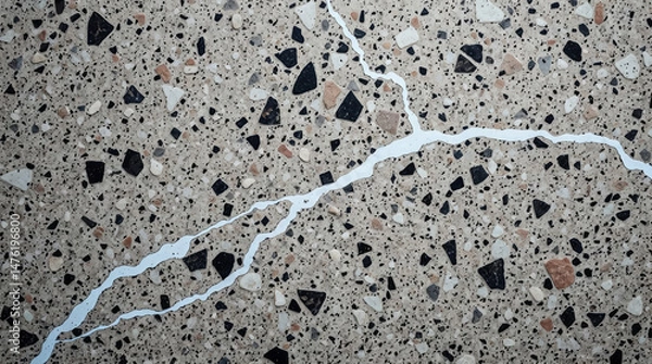 Fototapeta Neutral Gray Terrazzo Background with Mixed Stone Fragments