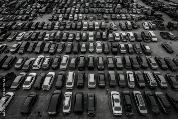 Fototapeta premium quality image of empty parking lots aerial view