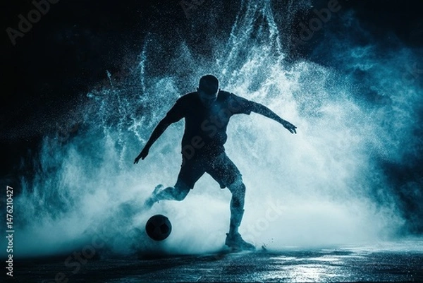 Fototapeta high quality picture of football player doing tricks with ball