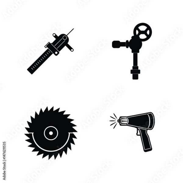 Obraz Set of icons, silhouette tool,s vector illustration