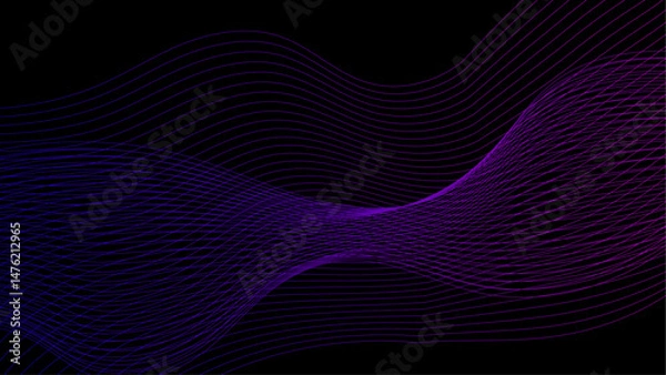 Obraz Dark Abstract Wave Background with Purple Lines