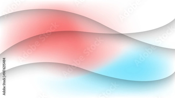 Obraz ]Soft Red and Blue Abstract Wavy Background with White Gradient Flow