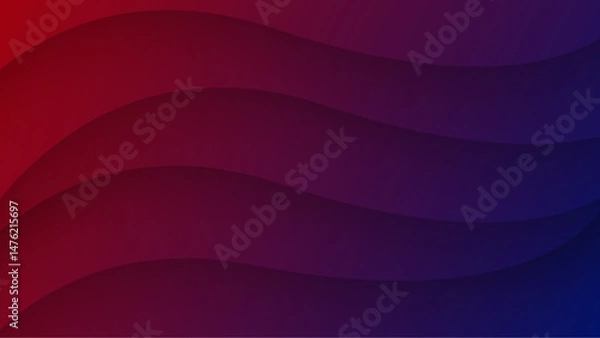 Obraz Dark Red and Blue Abstract Wavy Gradient Background