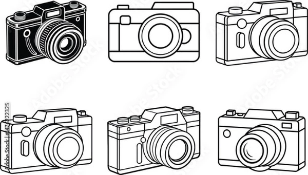 Fototapeta Minimalist Camera Line Art Illustration with Simple Outline and Modern Design
