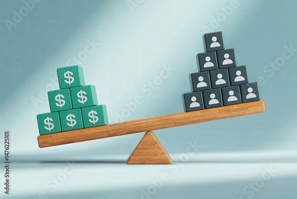 Fototapeta Balancing money and human resources in business.