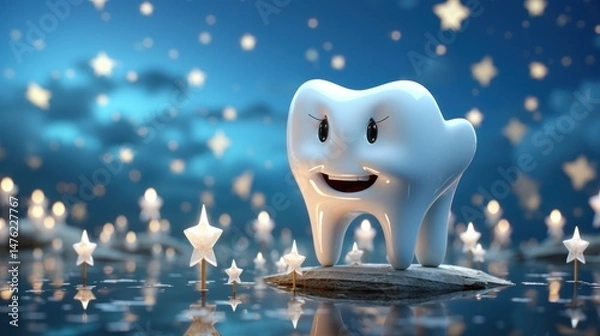 Obraz Tooth with stars in the night sky