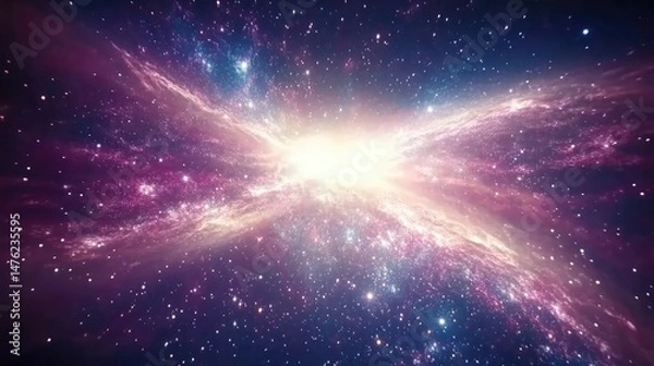 Obraz Cosmic explosion with vibrant nebulae in outer space.