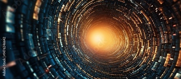 Obraz Technology background of binary code. Sci-Fi Tunnel Vision